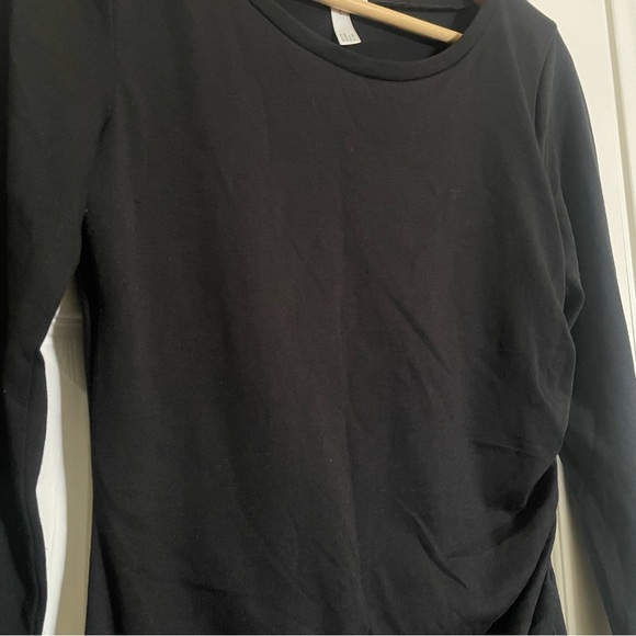 Leith Ruched Long Sleeve Dress, black, Small - Picture 5 of 6